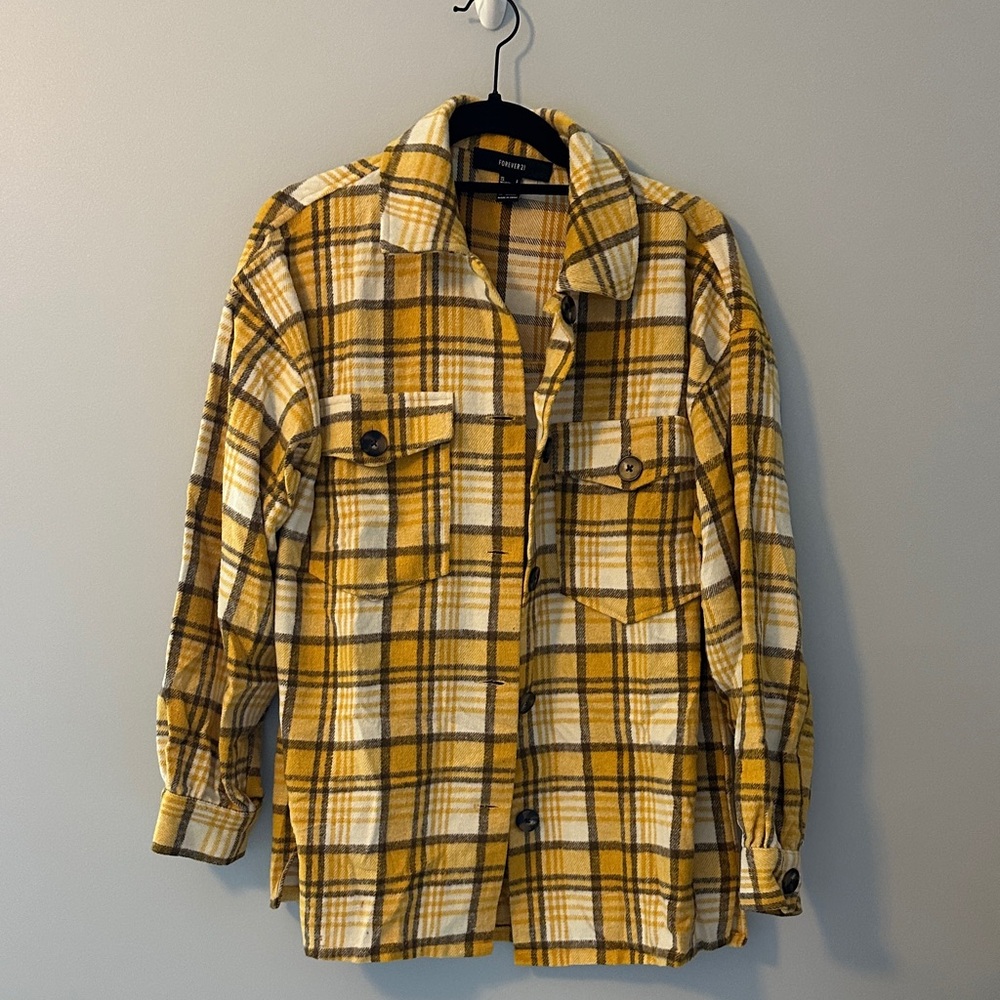 Forever 21 Mustard Plaid Shirt